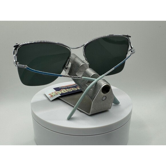 Vintage Oversize Sunglasses NOS Rimless Style G15 Lens Turquoise/Silver Retro - Picture 6 of 7